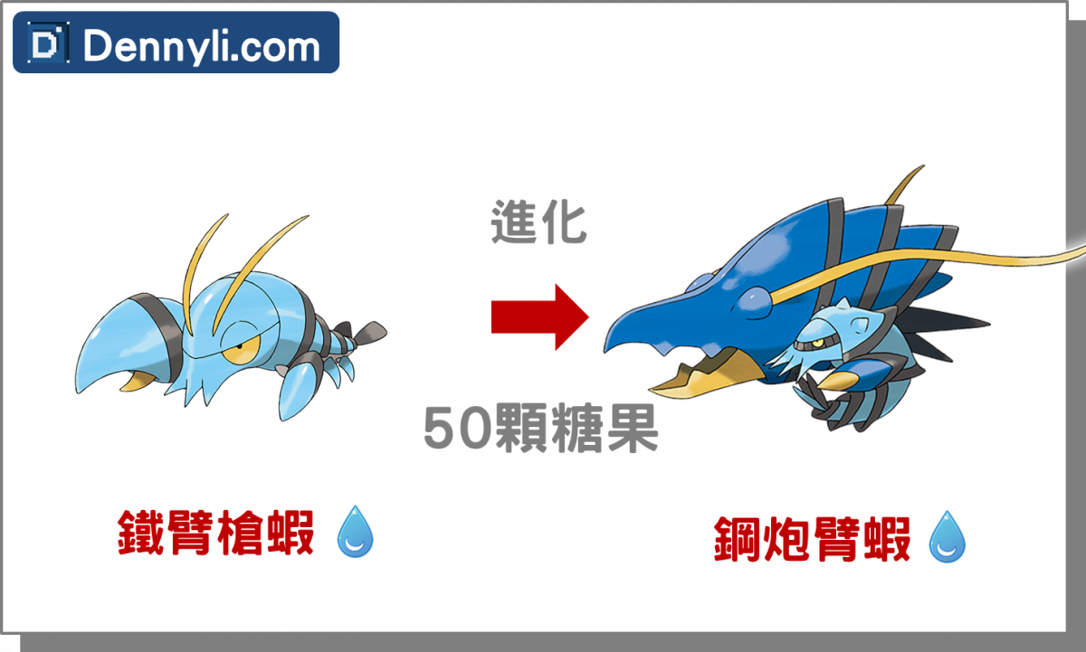 精靈寶可夢鋼炮臂蝦進化階段